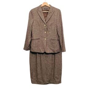 Sumissura 2 Piece Suit with Pencil Skirt in Brown Tweed Large Professional NWT
